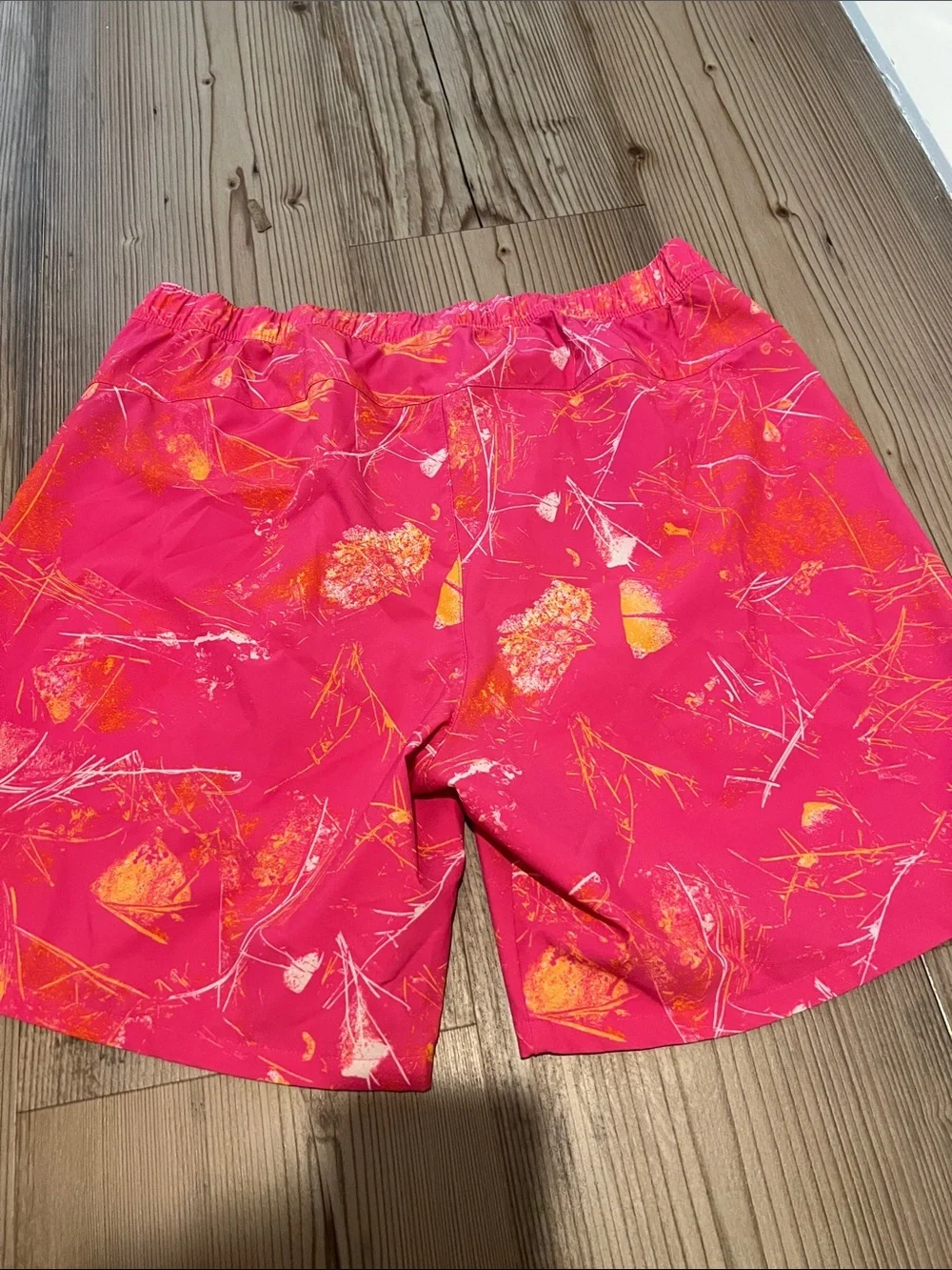 The North Face Men’s Hot Pink & Orange Patterned Swim Trunks